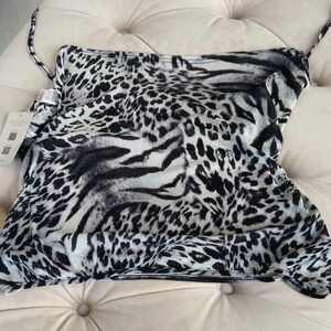 Musera Small Print Velvet Tube Top - Black & White